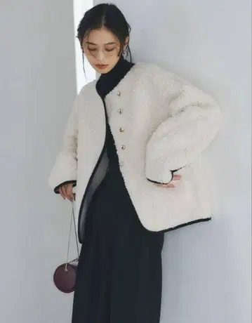 anuans ECOPEL 파이핑 보아 자켓 M 사이즈