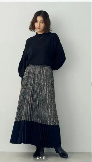 yecca vecca 패턴 MIX 플리츠 스커트