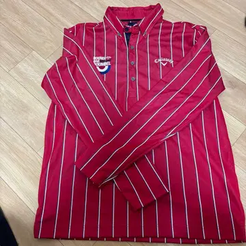 프로필 필독 Callaway 빨간색 스트라이프 긴팔 셔츠 LL