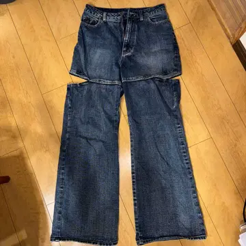 ENVYM 블루 데님 플레어 팬츠