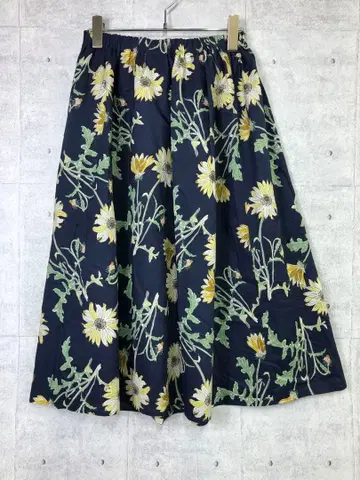 코티지코어 노스탤지어 일본제 Parkes 민들레 패턴 플레어 스커트