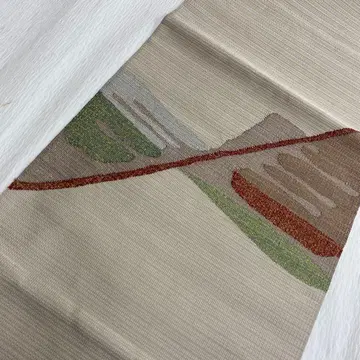 6638 옅은 베이지 나고야 오비 순수 실크 코몬  이로무지 마츠바 재단