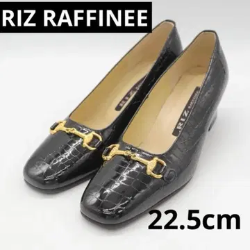 [ 새상품급 ] RIZ RAFFINEE 블랙 크로커다일풍 펌프스 22.5