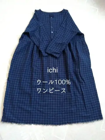 이치 울 100% 체크 무늬 원피스 울 거즈