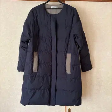 프레미이코로미 롱 다운 코트 네이비 그레이