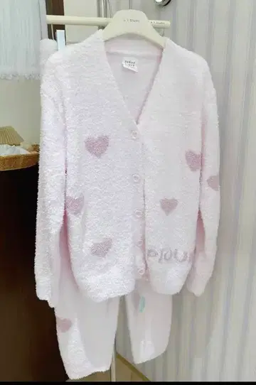 하트 무늬 플리스 룸웨어 세트