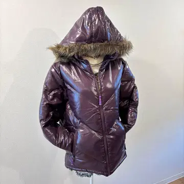 헤이세이 갸루 y2k 퍼 다운 자켓 광택 purple 그런지