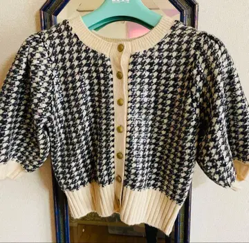 Lily Brown 격자 무늬 7부 소매 가디건