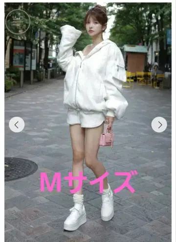 RANDY 패디드 트위드 카고 셋업 화이트 M