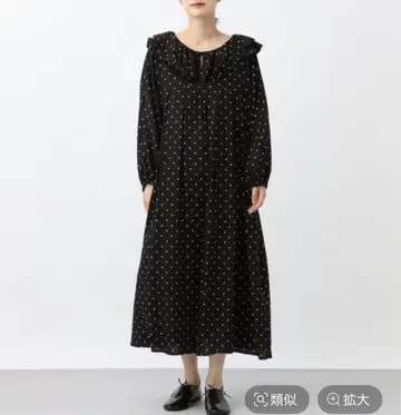 natural by Clip 도트 프릴 칼라 원피스 나츄바이