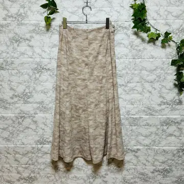 [ d54 ] [ 진 티 ] 베이지 플레어 롱 스커트 허리밴딩 [ L ]