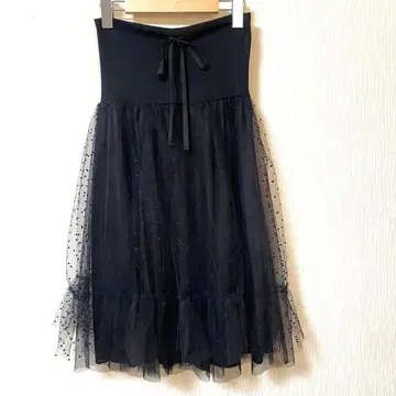 레스트로즈 블랙 삼중 레이스 스커트