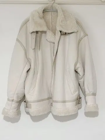 머큐리 듀오 무스탕 코트 아이보리