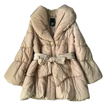 [ 미사용 새상품 ] 모엘리 베이지 후드 부착 다운 코트