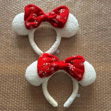 디즈니 머리띠 2개 크리스마스 보아 니트 화이트 레드