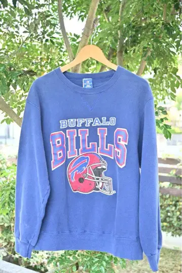 Champion 80s 파랑 자수 택 USA BILLS 맨투맨