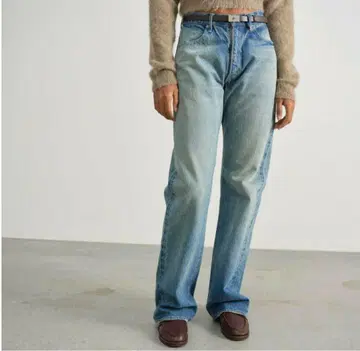 AURALEE SELVEDGE FADED LIGHT DENIM PANTS