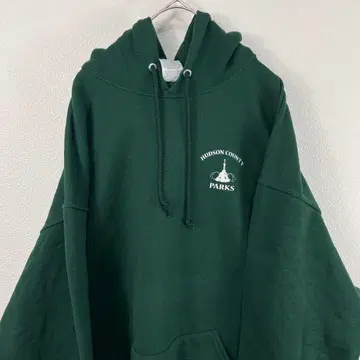 USA 구제 의류 jerzees 허드슨 공원 원포인트 로고 후드티 그린