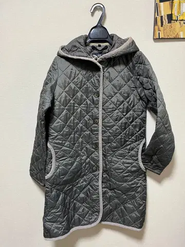 라벤햄 프레임워크 별주 그레이 후드 퀼팅 자켓 코트