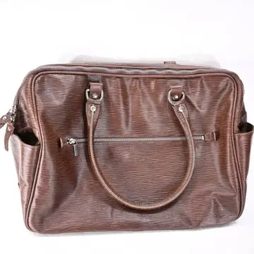 [ BONFANTI ] 이탈리아제 엠보 패턴 가죽 보스턴 백 브라운