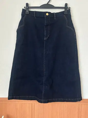 yukiemon 오리본 데님 스커트 짙은 색 3L