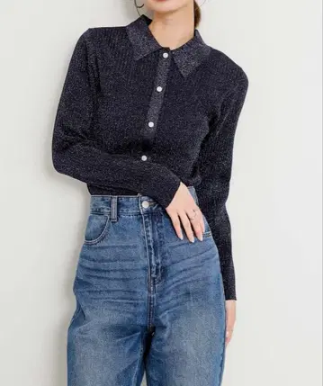 SENSE OF PLACE 라메 니트 컴팩트 가디건