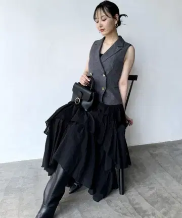 SNIDEL 코튼 쉬폰 캉캉 스커트