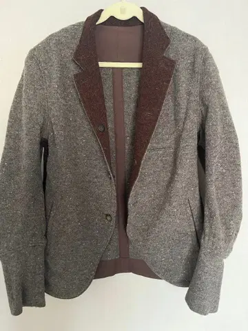 울 혼방 테일러드 자켓 차콜 브라운 x 브라운