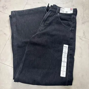 UNIQLO 다크 그레이 배기 커브 진스 기장 짧음 21