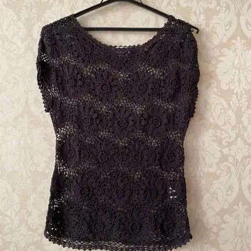 IKUKO 슬리브리스 레이스 편직 상의