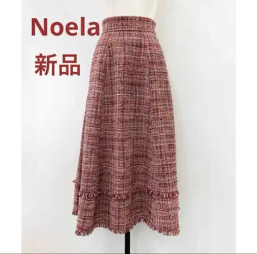 [새상품] Noela 2024AW 트위드 롱 플레어 스커트 레드