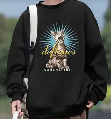 [ 새상품 ] Deftones 데프트톤즈 고양이 맨투맨 XL 블랙