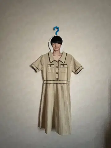 XOXO 베이지 스트라이프 반팔 셔츠 원피스