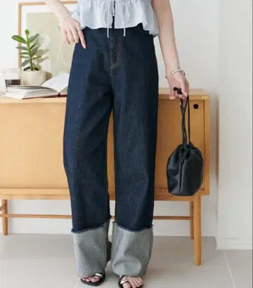 discoat US 코튼 데님 롤업 팬츠