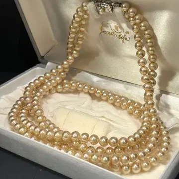 펄 2연 롱 목걸이 크기 7.0mm~7.2mm 길이 68cm~72cm