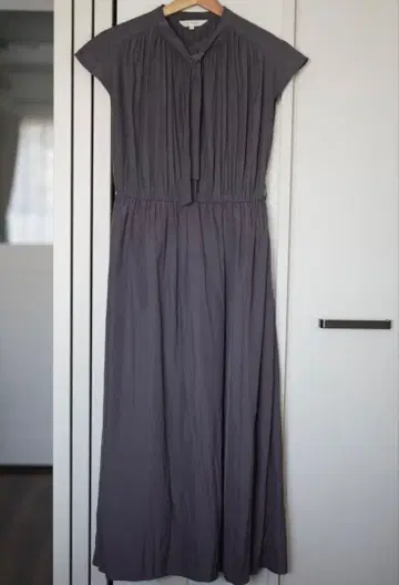 그레이 슬리브리스 롱 원피스