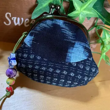 빈티지 원단 카스리 리메이크 가마구치 지갑, 동전 지갑, 약통, 소품함.