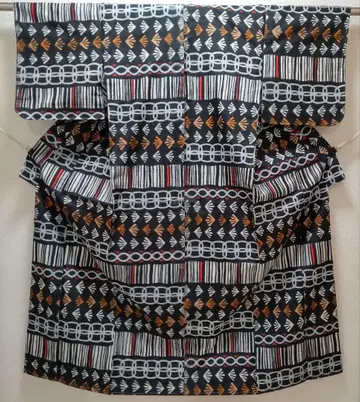 앤티크 순수 실크 추상 꽃 화환 연결 패턴 메이센 기모노 (763)