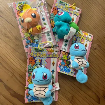 새상품 당시물 레트로 포켓몬 이어지는 봉제 인형 키링 4개 세트