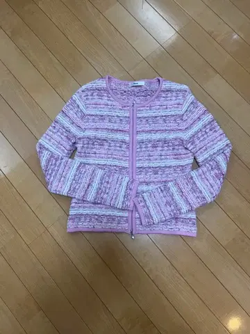 르네 Rene 새상품급 핑크 럭셔리 니트 트위드 가디건 핑크 36