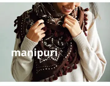 미사용 manipuri 마니프리 실크울 페이즐리 태슬 스톨