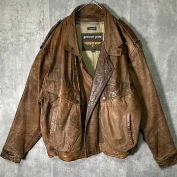 빈티지 가죽 자켓 짧은 기장 라이너 브라운 헤비 웨이트 천연 가죽