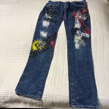 그래픽 프린트 데님 팬츠