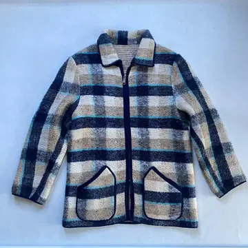 vintage 체크 무늬 커버올 리버서블