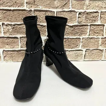 NADIA FEDE 스트레치 부츠 36 비쥬 포함 블랙 스퀘어토