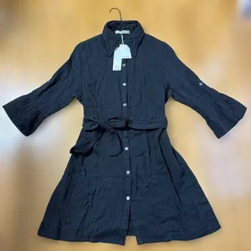 LES HALLES 블랙 코튼 셔츠 원피스 3