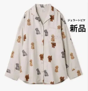 새상품 젤라또피케 토이 푸들 플란넬 셔츠 아이보리 DOG