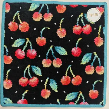 페이러 손수건 미사용 새상품 체리 도트 블랙