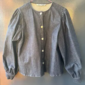 ZARA 다크 블루 데님 블라우스