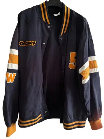 Gracy 바시티 자켓 네이비/오렌지